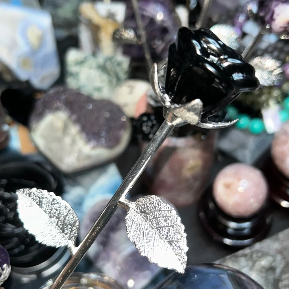 Fluorite root Rose Carvings w/Silver Stainless stem - Price for 1 🌹🌹 - Picture 7 of 11